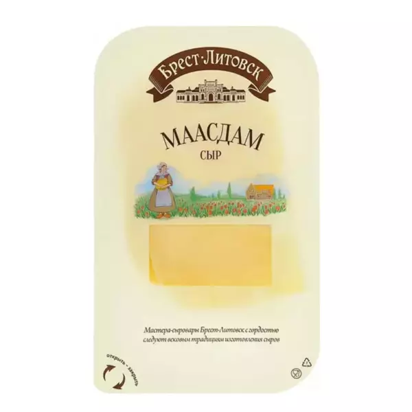 Сыр п/т «Бр-Литовск Маасдам»(нарезка-брусок) ,45% 200 гр