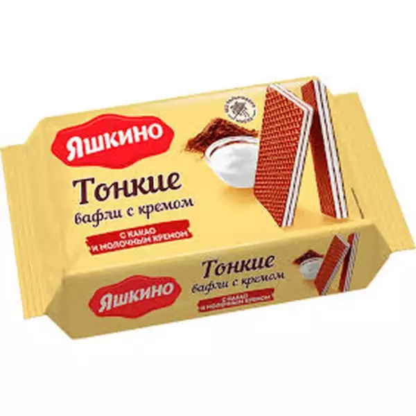 Вафли тонкие Яшкино с какао и молоч.кремом 144гр