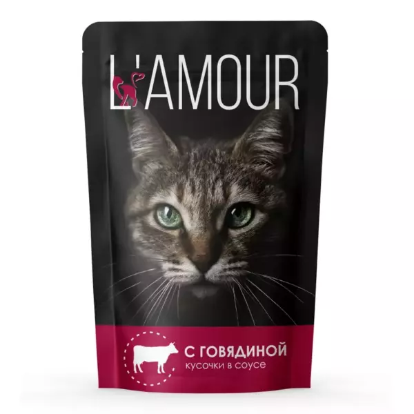 L`amour Сухой корм  c Говядиной для кошек 0,350 го/12
