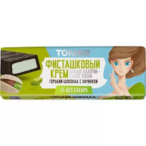 Конфеты гор. шок.TOMER Фисташковый крем без сахара 100г