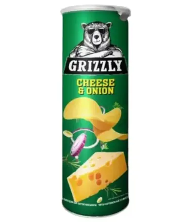 Чипсы в тубусе Grizzly сыр и лук 130гр