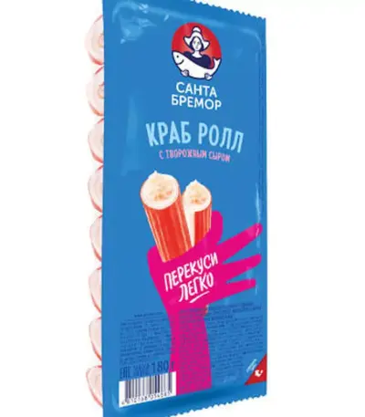 Санта Бремор Палочки крабовые"Краб-ролл с творож.сыром"180гр