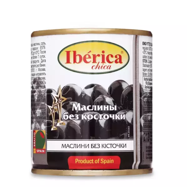 Оливки IBERICA  Сhica черн. без кост. 212 ml (12)