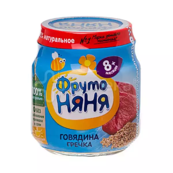 ПЮРЕ ФРУТО НЯНЯ  ИЗ ГОВЯДИНЫ С ГРЕЧКОЙ И МОРКОВЬЮ ДЛЯ ПИТАНИЯ ДЕТЕЙ РАННЕГО ВОЗРАСТА 100ГР СТ/БАНКА