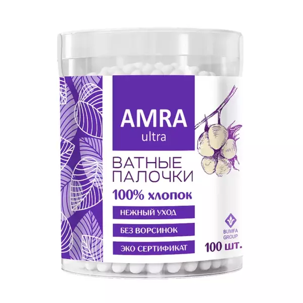 AMRA Палочки ватные (цилиндр.) 1/100/24
