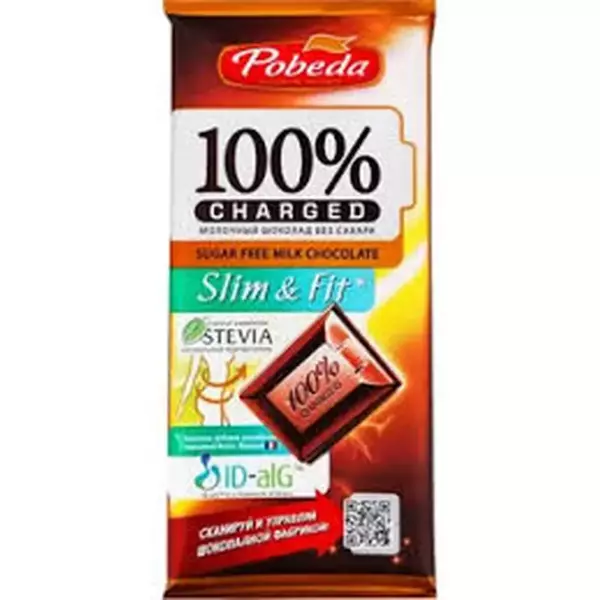 Шоколад молоч.без сахара CHARGED Slim&Fit 100гр