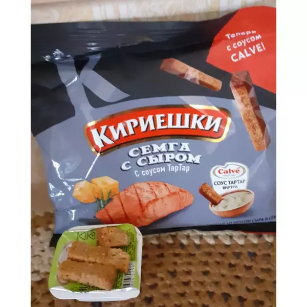 Сух.Кириешки ржан.60г+25мл/30 Сыр-семгам+тартар