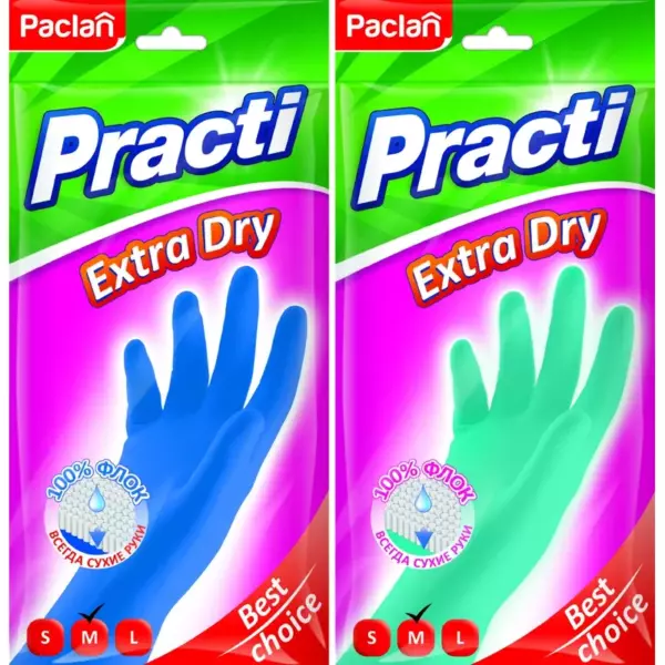 Paclan Practi перчатки Extra Dry синие L