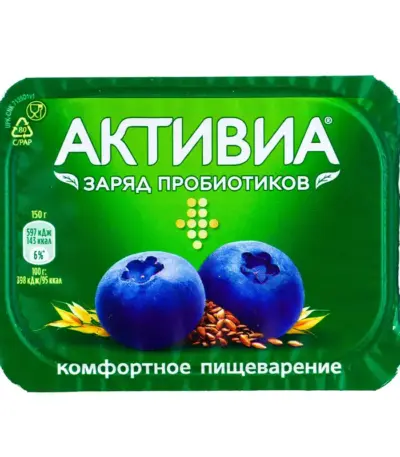 Биойогурт пит. Активиа Черника,злаки,лен 260гр