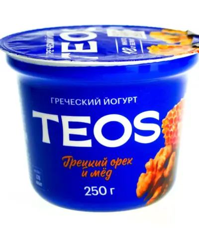 Йогурт «Греческий TEOS» 2-хсл.»Грецкий орех-мед» 2,0% 250 гр