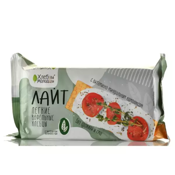 Хлебцы-Молодцы «Лайт» вафельные с экстр зелен чая 70гр/36