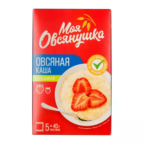 Каша овсяная б/п с клубникой 200г (40г*5) (6)
