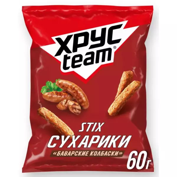 Сухарики «Хрусteam STIX» 60гр Баварские колбаски
