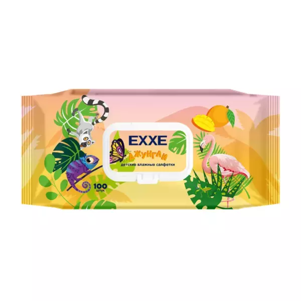 EXXE детская серия Джунгли Влажные салфетки, 100 шт