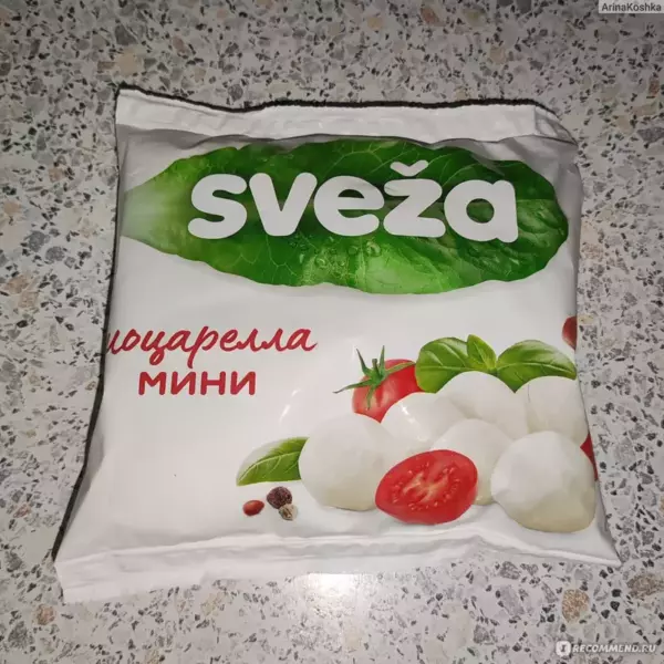 СЫР МЯГКИЙ SVEZA МОЦАРЕЛЛА МИНИ 45% ,МАССА НЕТТО ПРОДУКТА 100г, МАССА НЕТТО С ЗАЛИВКОЙ 250 г