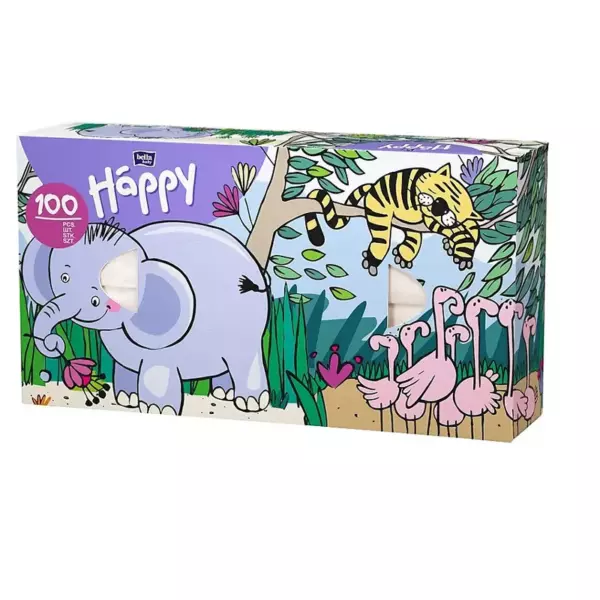 Платочки бумажные  «Bella Baby Happy» универсальные,  двухслойные 150 шт. микс 3 дизайна