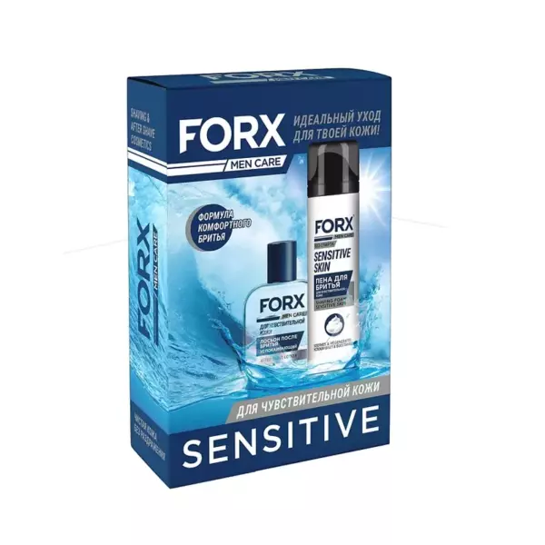Набор FORX Пена д/бритья Sensitive, 200 мл и Бальзам д/лица Sensitive Успокаивающий,100 мл
