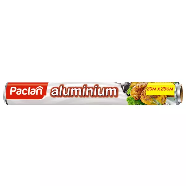 Paclan фольга алюминиевая 20м х 29см в рулоне, 9 мкм