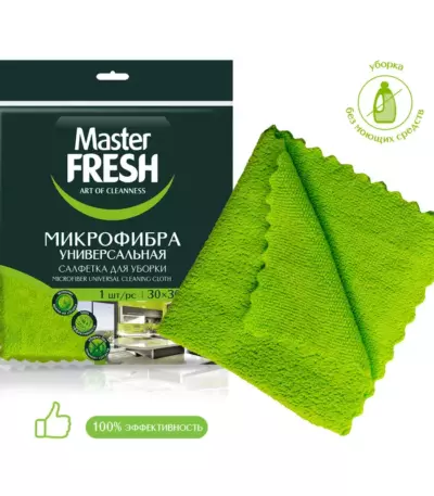 Master FRESH МИКРОФИБРА универсальная салфетка для уборки, 1шт. (30*30см)