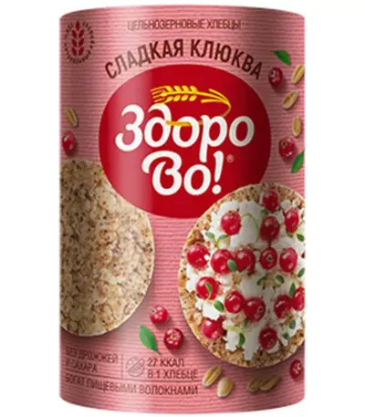 Хлебцы цельноз.»Здорово» Сладкая клюква 100 гр.