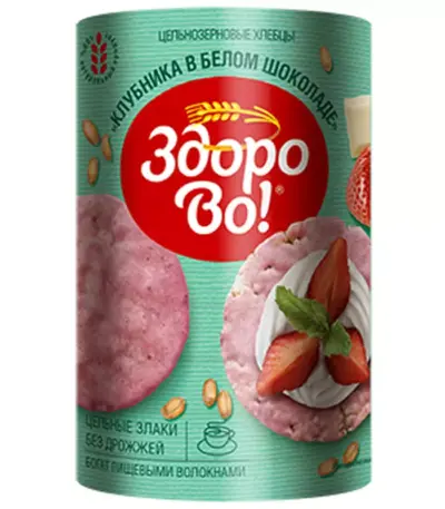 Хлебцы цельноз.»Здорово»Клубника в белом шоколаде 200 гр.