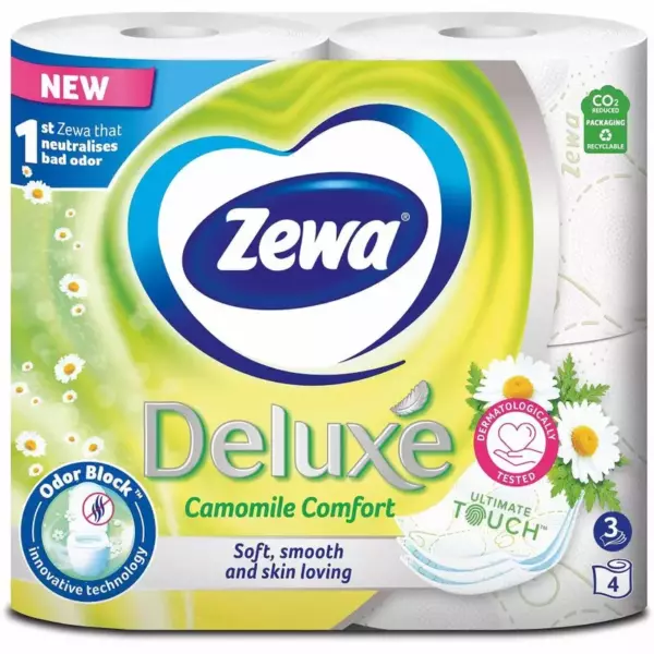 ZEWA Deluxe 3 сл 4 рул Camomile (ромашка)