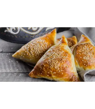 Самса с курицей и картофелем дрож.