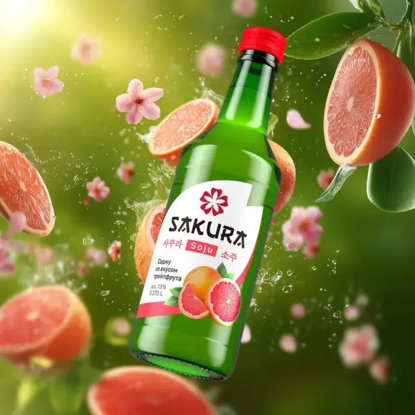 SAKURA  Soju со вкусом грейпфрута 13% 0.375л